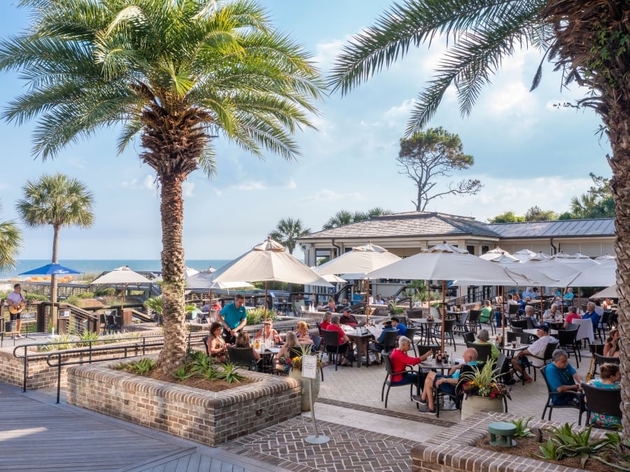 People sitting outside at the Coast Restaurant